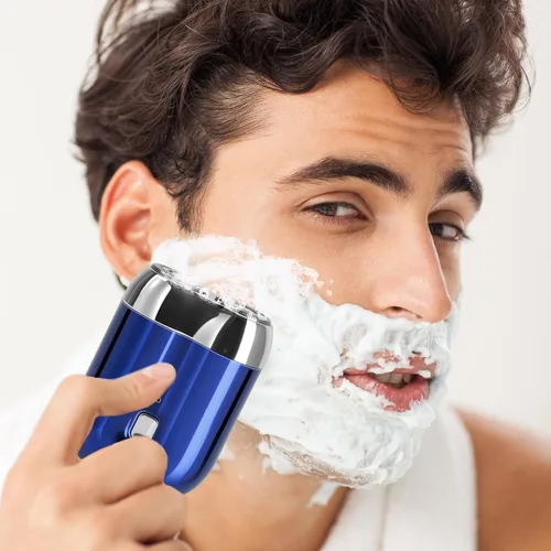 Miniatura 8 de Nueva mini afeitadora eléctrica para hombres, afeitadora de doble cabeza de bolsillo, afeitadora portátil para hombres, afeitadora eléctrica Azul