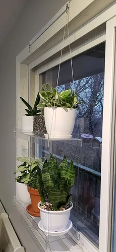 Miniatura 6 de Estantes colgantes de acrílico para ventanas (34 pulgadas de ancho, 2 estantes - 35 pulgadas de alto)