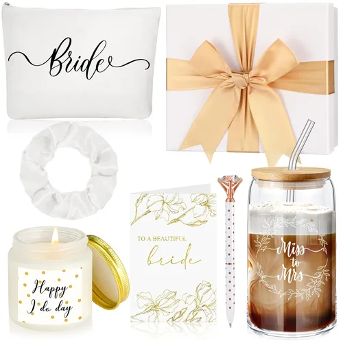 Miniatura 9 de Irenare Regalos de boda, regalo de despedida de soltera para novia, incluye vaso con forma de Sra. Can con bolsa de maquillaje con pajilla