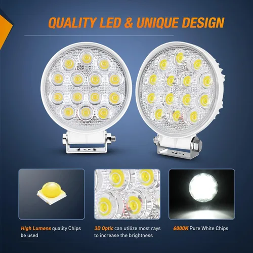 Miniatura 5 de Nilight Focos LED Marinos 2 Piezas 4.5 Pulgadas 42W 4200LM Luz Redonda Blanca Haz de Inundación Pontón Barco Cubierta Muelle Luces para Pesca LED