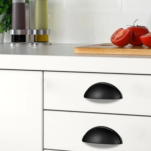 Miniatura 3 de Probrico Paquete de 5 tiradores para cajones de taza, color negro mate, manijas de gabinete para recipientes, manija de tocador de baño Blak de 3
