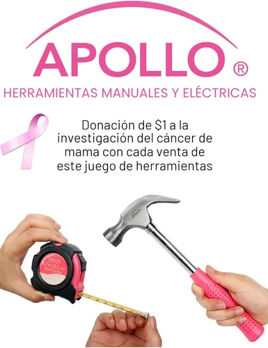 Miniatura 6 de Apollo DT0773N1 Herramientas de precisión para el hogar, rosa, 135-piezas, Donación hecha a la investigación del cáncer de mama