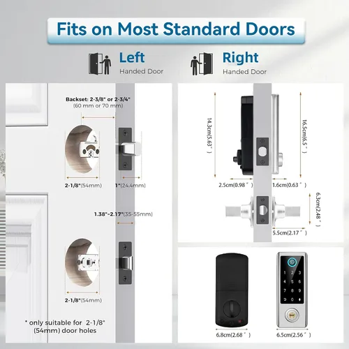Miniatura 4 de BEBASIA Cerradura Inteligente de Puerta con Huella Digital con Conjunto de Manija, Control Total por Aplicación, Teclado Táctil Digital Electrónico
