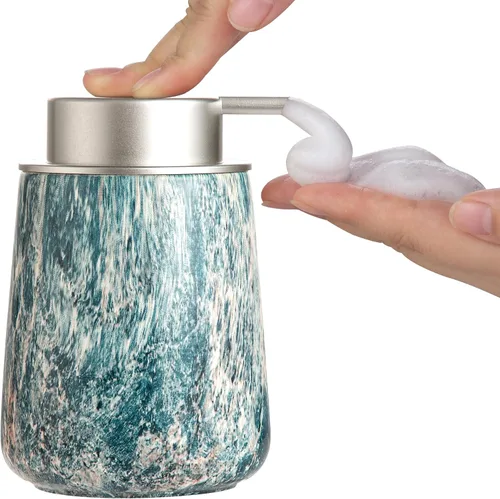 Miniatura 8 de Enra Dispensador de jabón espumoso de cerámica, dispensador de jabón de espuma de mármol de 12 onzas, dispensador de jabón de manos recargable