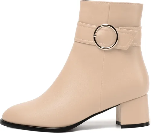 Miniatura 5 de NUMALEO Botas de tobillo de mujer con cremallera mate, puntera redonda, para fiesta, con tacón bajo grueso sólido, 5 cm