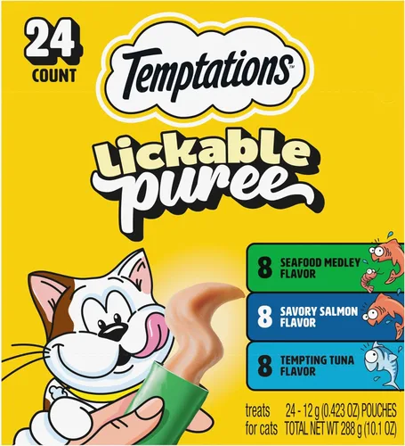 Miniatura 23 de Temptations Paquete variado de puré cremoso de golosinas para gatos lamibles, tubos de 0.42 onzas, 48
