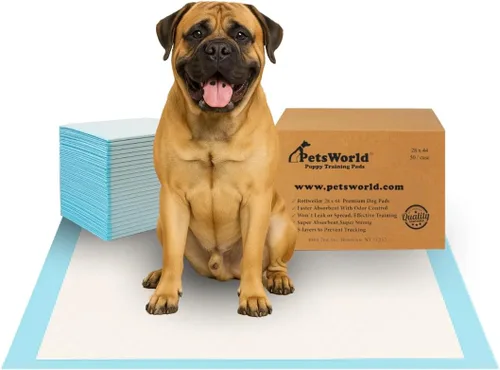 PetsWorld Almohadillas para orina de perro 2XL de 28 x 44 pulgadas, 50 unidades, almohadillas extragrandes para orina de mascotas para perros y
