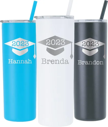 Miniatura 2 de AVITO Vaso de graduación personalizado grabado con láser de 20 onzas – Clase de 2025 y 2026, senior 2025 y 2026, recuerdo de graduación