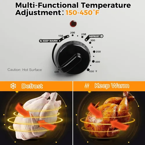 Miniatura 3 de Horno rostizador eléctrico, con tapa visible y autohumectante, grande, con descongelado y mantenimiento de calor, temperatura ajustable, bandeja