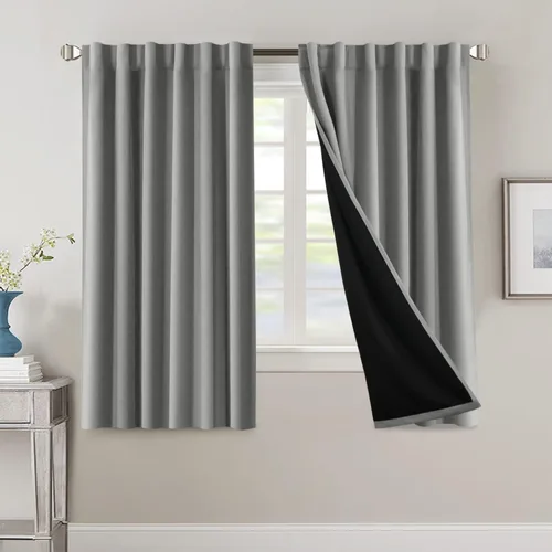 Miniatura 146 de H.VERSAILTEX Cortinas 100% opacas para dormitorio con forro negro, cortinas de oscurecimiento de habitación completa, con aislamiento térmico