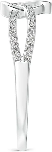 Miniatura 3 de Angara Anillo de promesa de diamante natural para mujeres, niñas en plata de ley oro macizo de 14 quilates, piedra natal de abril, regalo para su