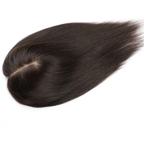 Miniatura 2 de RemeeHi Pelo humano real PU similar a la base de seda 12x14 mujeres Topper o tupé Wiglet Top Thin Loss Hairpiece 7.9 in/8 pulgadas marrón
