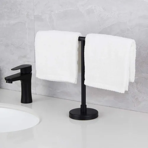 Miniatura 3 de Estante de encimera negro mate de pie libre, moderno soporte para toallas de mano para baño, cocina o tocador