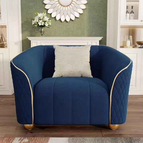 Miniatura 20 de Sofá de lujo de terciopelo retro de 3 plazas, cómodo sofá biplaza tapizado de terciopelo de 86 pulgadas con patas y almohadas de metal dorado, sofá
