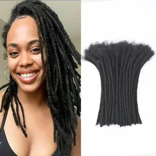 Miniatura 42 de Extensiones Loc de 10 pulgadas de grosor de cabello humano de 10 pulgadas, 10 hebras, extensiones de rastas de cabello humano para mujeres