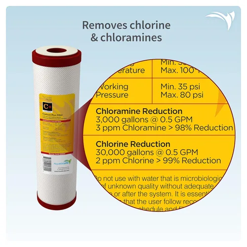 Miniatura 3 de AQUATICLIFE Carbon Plus - Filtro de agua de bloque de carbono de 10 x 2.5 y 10 pulgadas, recipiente para sistemas de filtración de ósmosis inversa
