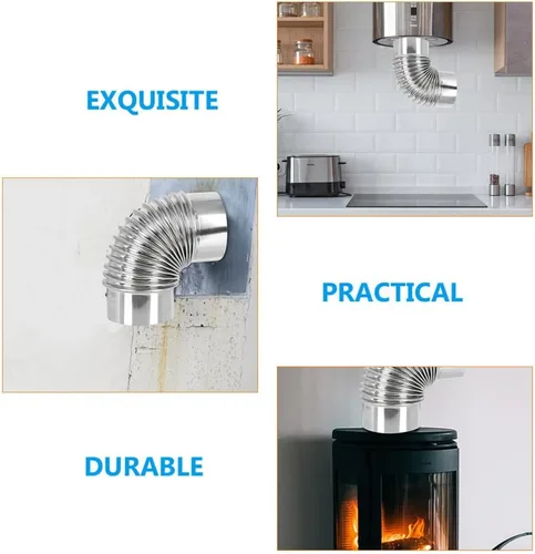 Miniatura 8 de Ciieeo Tubo de chimenea de acero inoxidable con ventilación de escape para codo de estufa de leña