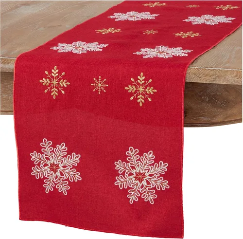 Miniatura 4 de Camino de mesa de copo de nieve de invierno marfil, 16 x 72 pulgadas, rectangular (1 pieza)