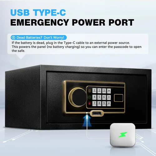 Miniatura 4 de Caja de seguridad para el hogar, caja de seguridad de acero para oficina y hogar, teclado electrónico digital, sistema de alarma y estante