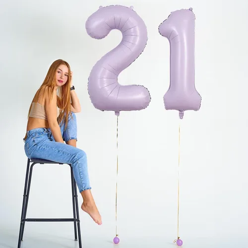 Miniatura 3 de Globos morado pastel de número 12, 40 pulgadas, globos gigantes de aluminio, de mylar, número 1 y 2, para niñas de 12 años, globos lilas