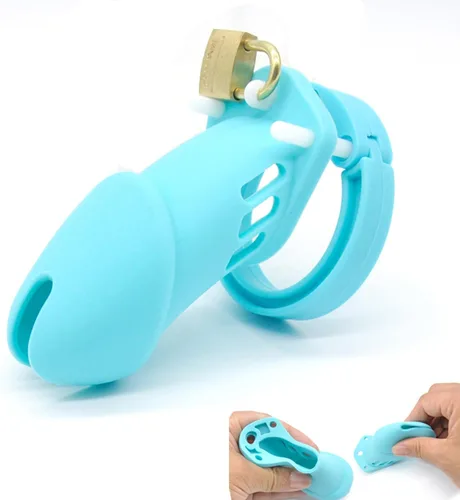 Miniatura 3 de Jaula de silicona para pene, dispositivo de castidad para ejercicio de pene masculino (rosa, A122)