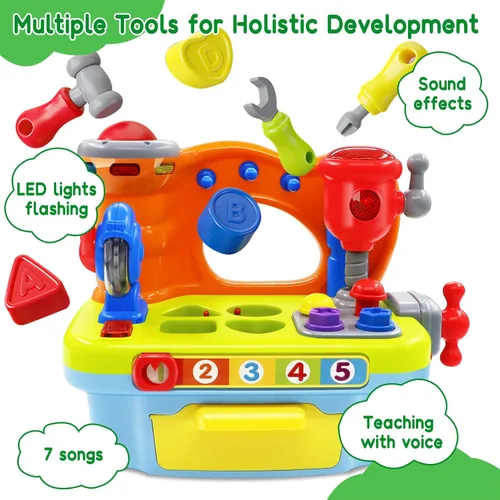Miniatura 6 de Juguetes para bebés para niños y niñas de 1 año Banco de trabajo musical de aprendizaje para niños de 1 y 2 años Regalo de cumpleaños educativo
