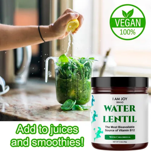 Miniatura 4 de I Am Joy co. Proteína de lentejas de agua en polvo con clorella, lenteja de agua vegana a base de plantas, rica en vitamina B12 natural, sin OMG