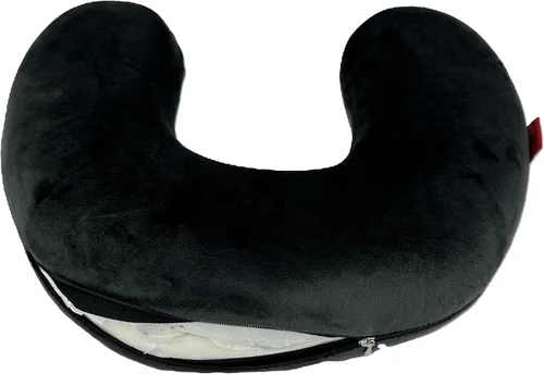 Miniatura 3 de Almohada de viaje en forma de U de espuma viscoelástica Soporte para el cuello Cojín de reposacabezas (negro)