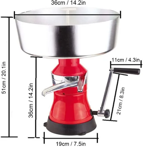 Miniatura 6 de Fudax - Separador de crema, separador de leche, manual para vacas, leche, cabras, leche, granja, hogar