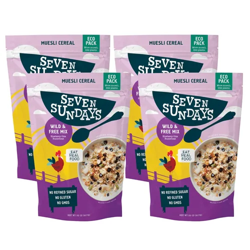Miniatura 13 de Seven Sundays Muesli Orgánico de Cereales, Almendra Fecha Grosella del Mercado de Granjeros, Bolsa de 32 Oz (Paquete de 4), Sin Gluten, 0g de Azúcar
