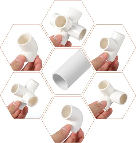 Miniatura 4 de Sawysine Juego de 102 proyectos de PVC para bricolaje, incluye 60 tubos de PVC de 24 pulgadas y 42 accesorios de tubería de conexión para primavera