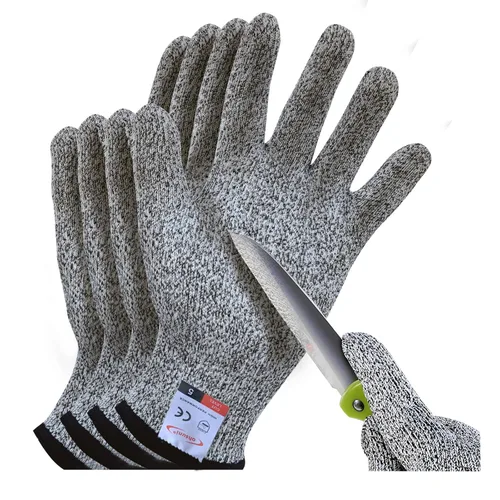 Guantes resistentes a cortes, 2 pares de guantes resistentes a cortes de grado alimenticio, guantes de corte para cocina, descascarado de ostras,