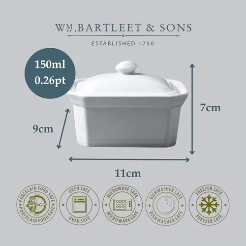 Miniatura 7 de WM Bartleet & Sons 1750 Plato de mantequilla/terrina con tapa, porcelana, color blanco