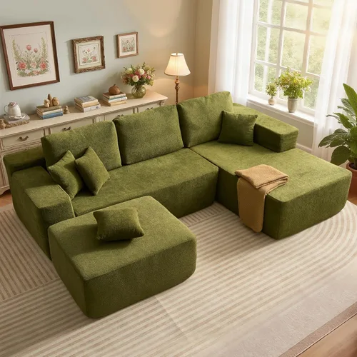 Miniatura 36 de 106" Cloud Boneless Couch with Chaise, L-Shape Deep Seat Sectional Couches, No Assembly Required, Convertible Modular Sleeper Sofa Bed, Living Room