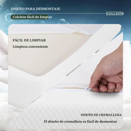 Miniatura 6 de PayLessHere Colchón individual de 8 pulgadas, colchón de espuma viscoelástica de gel de firmeza media, color blanco, con funda de cremallera