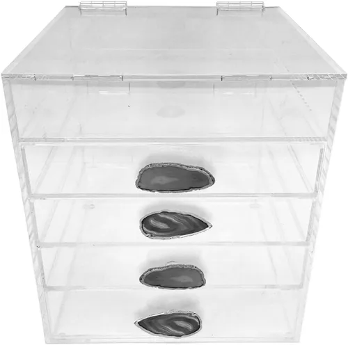 OnDisplay Ultimate Diva - Estación de organización de cosméticos, cubo de 12 pulgadas, ágata dorada/plateada (negro/plateado)