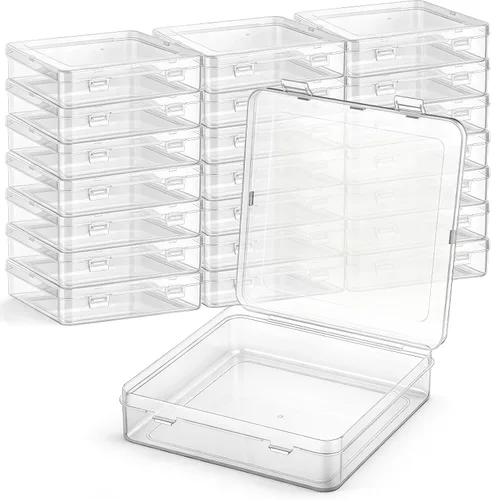 Miniatura 18 de 24 paquetes de recipientes pequeños de plástico transparente para almacenamiento de cuentas con tapa con bisagras para almacenamiento de objetos