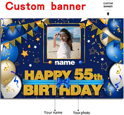 Miniatura 2 de Pancarta Personalizada de Decoraciones de Feliz Cumpleaños 101 - Telón de Fondo de 101 Años para Mujeres Hombres Niños Niñas Suministros de Fiesta