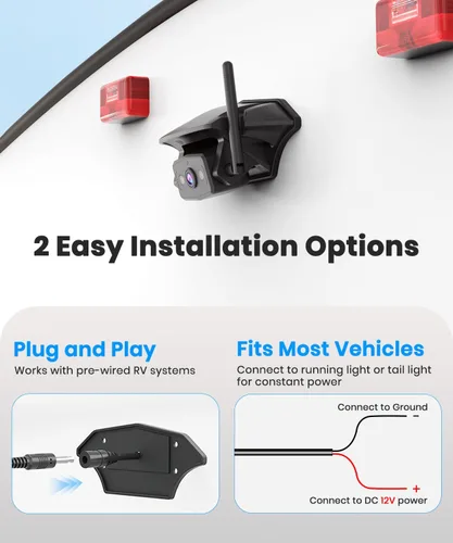 Miniatura 2 de AUTO-VOX Cámara inalámbrica de respaldo para autocaravana: Instalación Plug and Play de 30 minutos, pantalla completa de 7.2 pulgadas 1080P