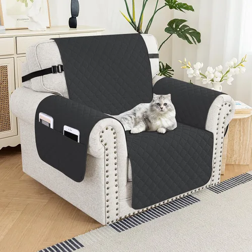 Miniatura 27 de XINEAGE Funda para Loveseat Reclinable Resistente al Agua, Fundas para Loveseat Reclinable de 2 Asientos con Bolsillos, Funda Protectora para Café