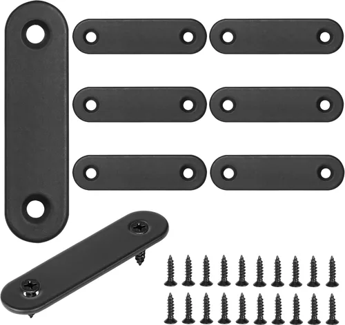 Miniatura 11 de Soporte plano de 1.575 x 0.630 x 0.079 in, soporte recto de acero inoxidable, soporte recto de metal, soporte recto negro, placa de unión