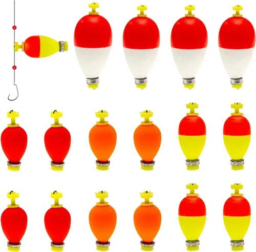 Miniatura 8 de Bobber Slip Bobbers para pesca 15 piezas de espuma a presión de flotadores ponderados Bobbers Accesorios de aparejos de pesca Suministros de pesca
