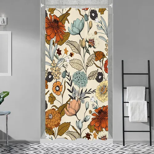 Miniatura 4 de Miyotaa - Juego de cortina de ducha con flores para decorar un baño pequeño o una ventana, 36 pulgadas de ancho x 71 pulgadas de alto, cortina