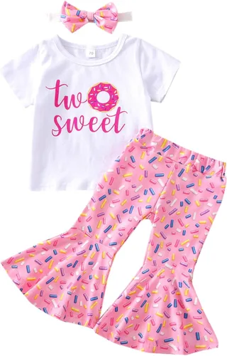 Conjunto de ropa de cumpleaños para bebé niña pequeña, camiseta de manga larga, pantalones de campana, diadema