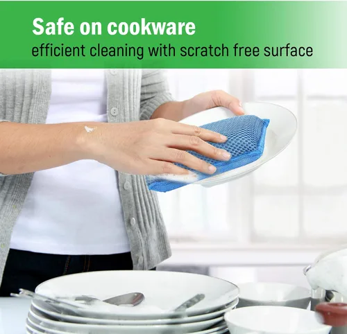 Miniatura 7 de Scrub-It - Esponja de cocina de microfibra Miracle - Esponjas de limpieza resistentes para lavavajillas que no rayan, lavables a máquina, (azul)