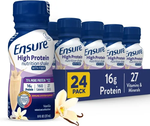 Ensure Batido nutricional con alto contenido de proteínas con fibra, 0.56 oz de proteína, batidos de reemplazo de comidas, con nutrientes para