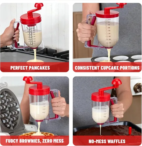 Miniatura 3 de Dispensador de masa para panqueques con mezclador y escala de medición, dispensador de masa de gofres para panqueques, magdalenas, muffins, crepes
