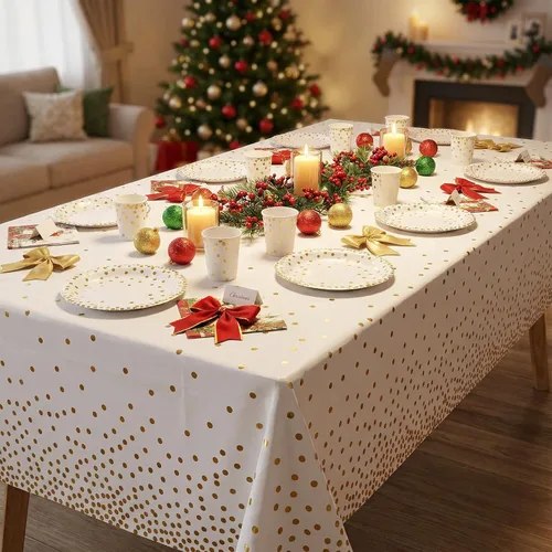 Miniatura 2 de hapray 201 platos de papel desechables dorados, suministros de fiesta, lunares dorados, decoraciones de cumpleaños y bautismo, incluye platos