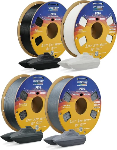 Miniatura 32 de OVERTURE - Filamento PETG de 1/16 de pulgada (1.75 mm) para impresora 3D y FDM, bien enrollado, duradero, carrete de 4.4 libras, dureza firme