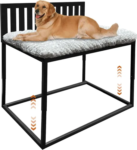 Miniatura 8 de Beside - Cama para perro, literas para perros de altura ajustable, marco de cama de metal para perros de 40 x 28 pulgadas con cojín, tamaño grande